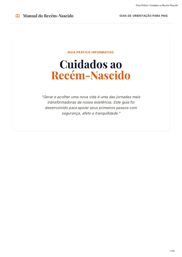 Capa do guia Cuidados ao Recém-Nascido